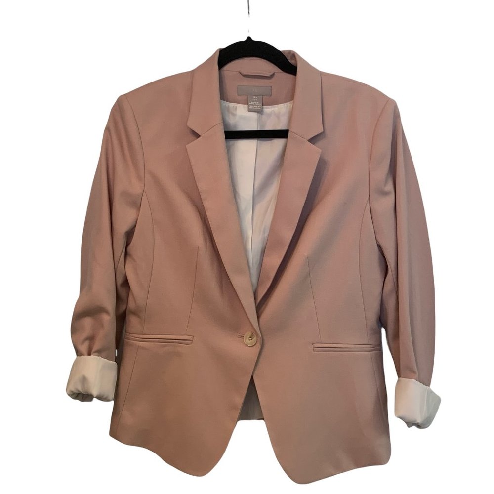 H&M Blazer Womens Medium Pink Long Sleeve Business Suit Jacket